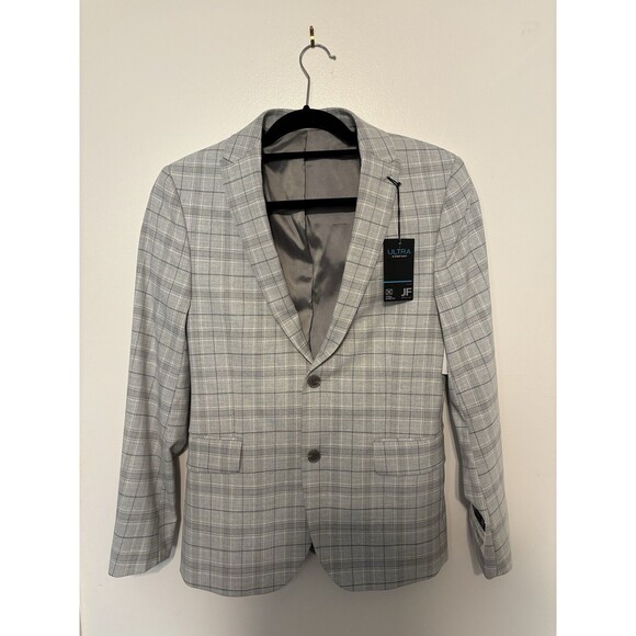 J Ferrar Gray Plaid Blazer, Slim Fit, S 34/36 SH, Ultra Comfort, NWT - Picture 1 of 5